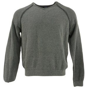 New $98 Tailor Vintage Reversible Men's XL Light Gray Knit Cotton V-Neck Sweater
